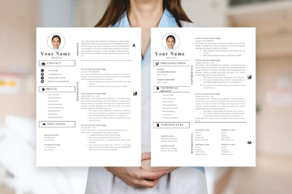 Nursing Student Resume, 2 Page CV Template